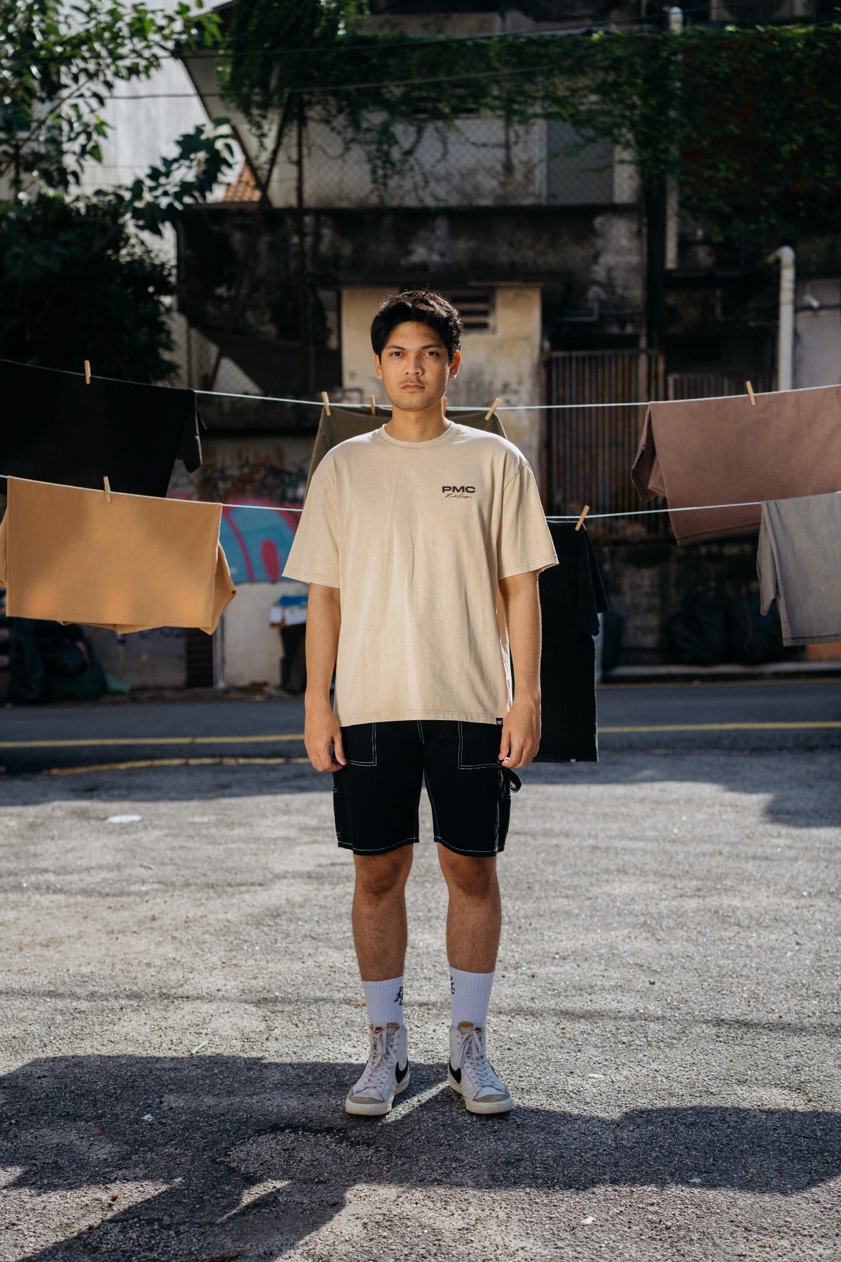 KL Scripted Washed Tee Beige