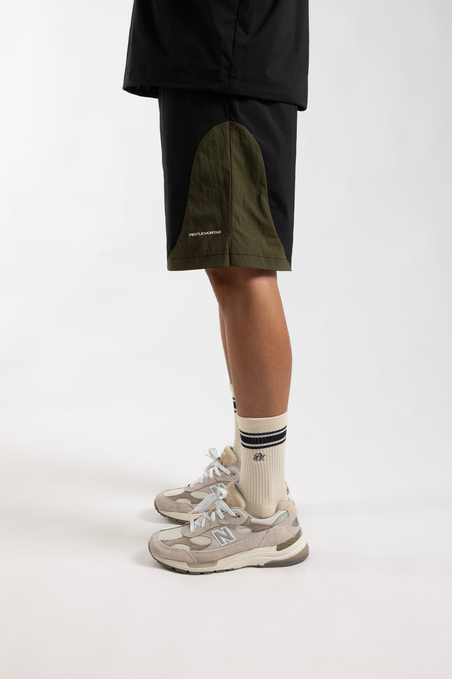 Paneled Nylon Shorts Black