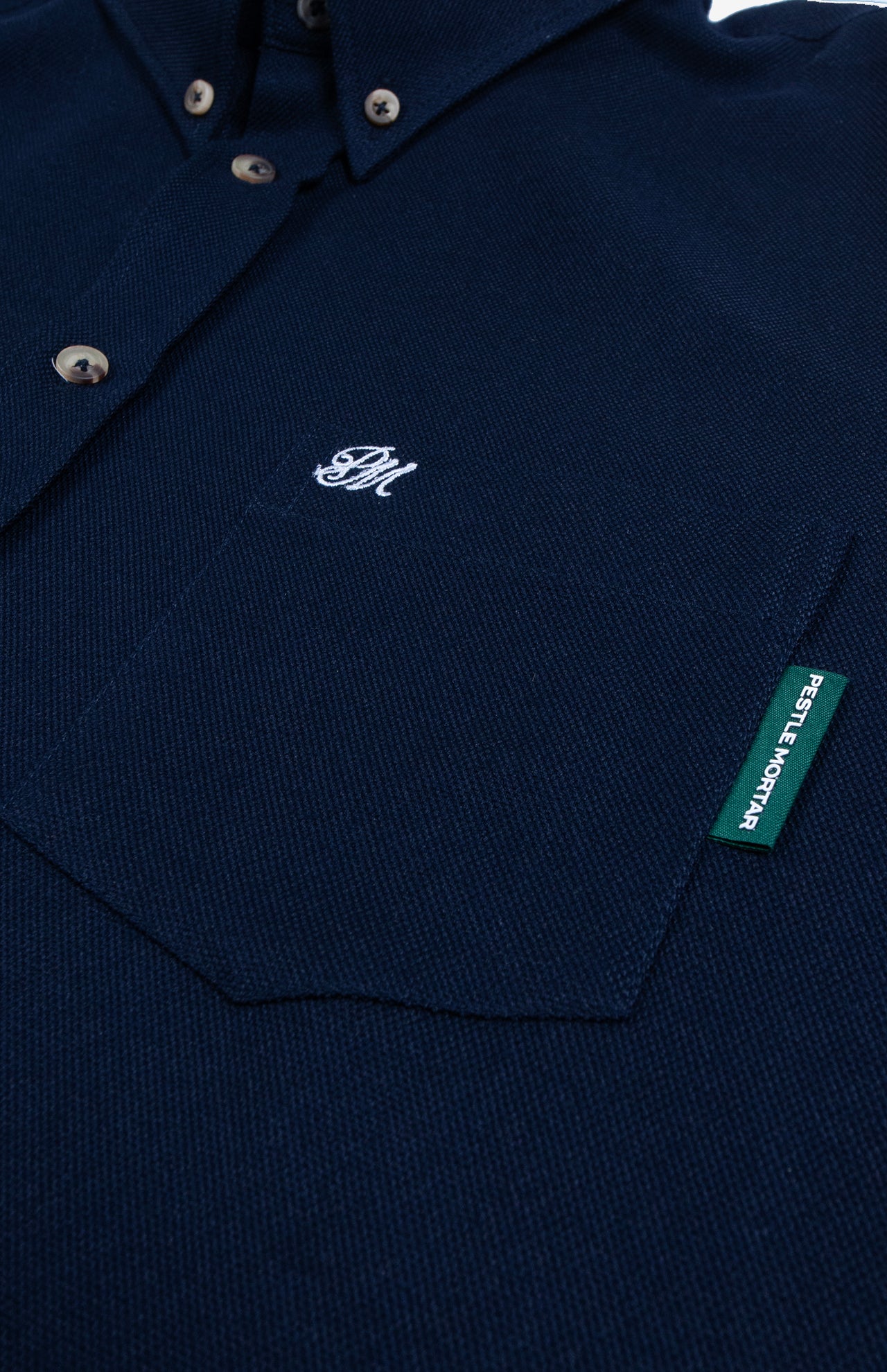 Monogram Logo Hi-Dense Oxford Shirt Navy Blue