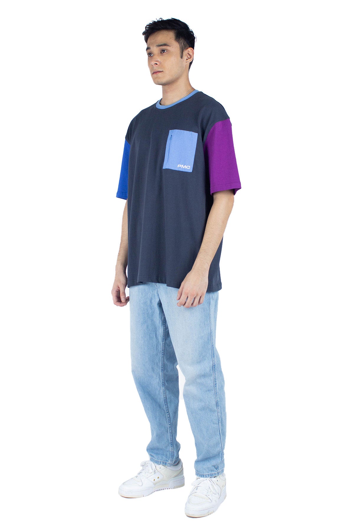 Colour Block Oversized Tee Navy Blue