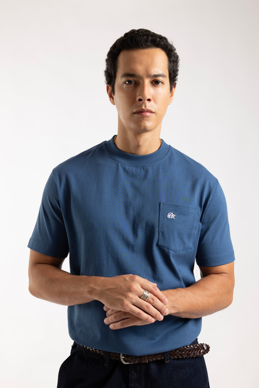 Monogram Logo Pocket Tee Blue