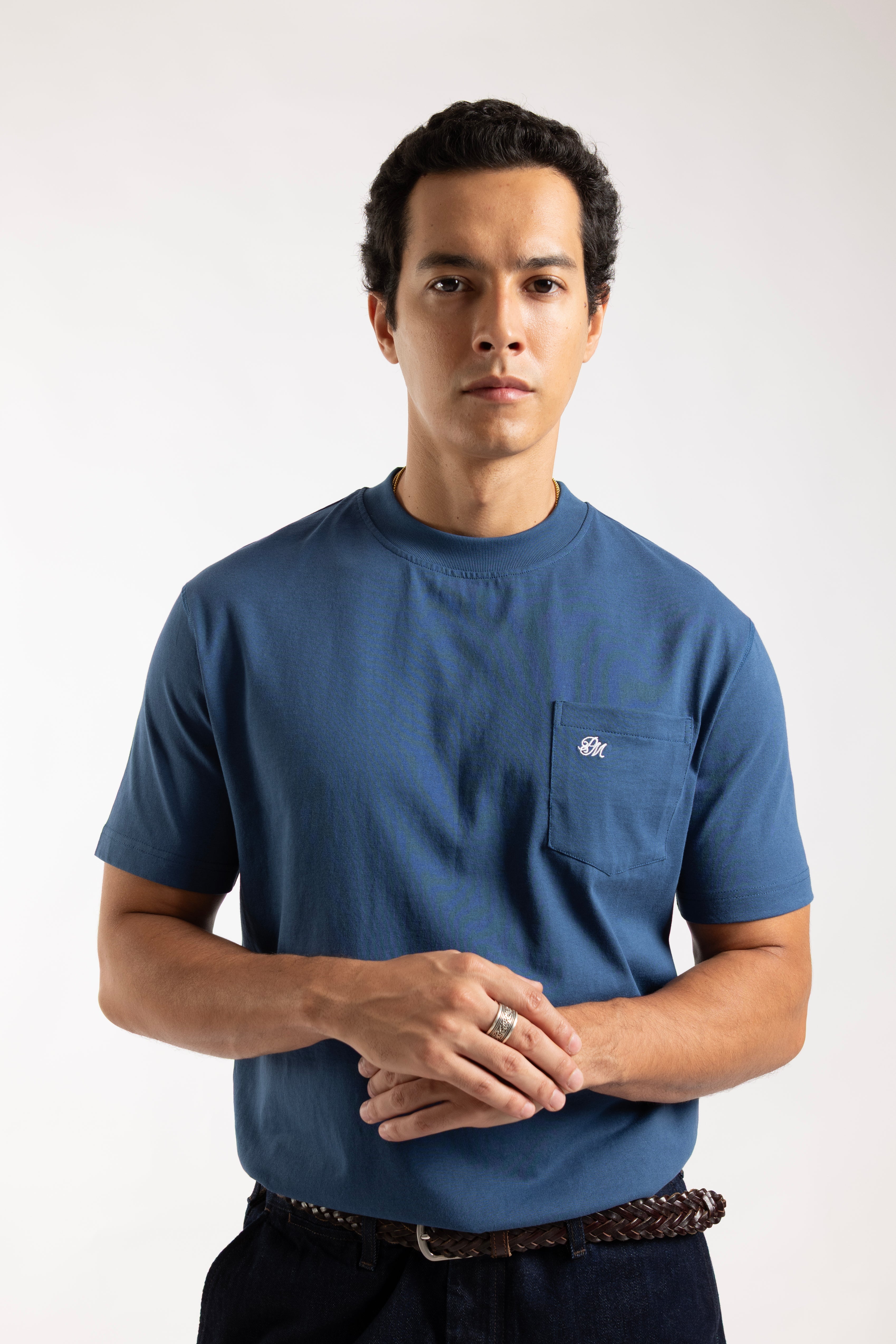 Monogram Logo Pocket Tee Blue