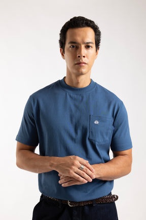 Monogram Logo Pocket Tee Blue