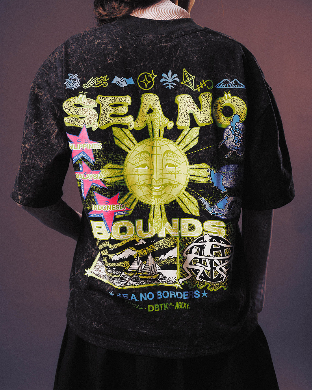 S.E.A. No Bounds, S.E.A No Borders Washed Tee Black