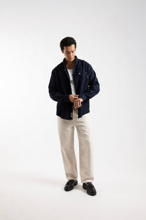 Monogram Logo Hi-Dense Oxford Shirt Navy Blue