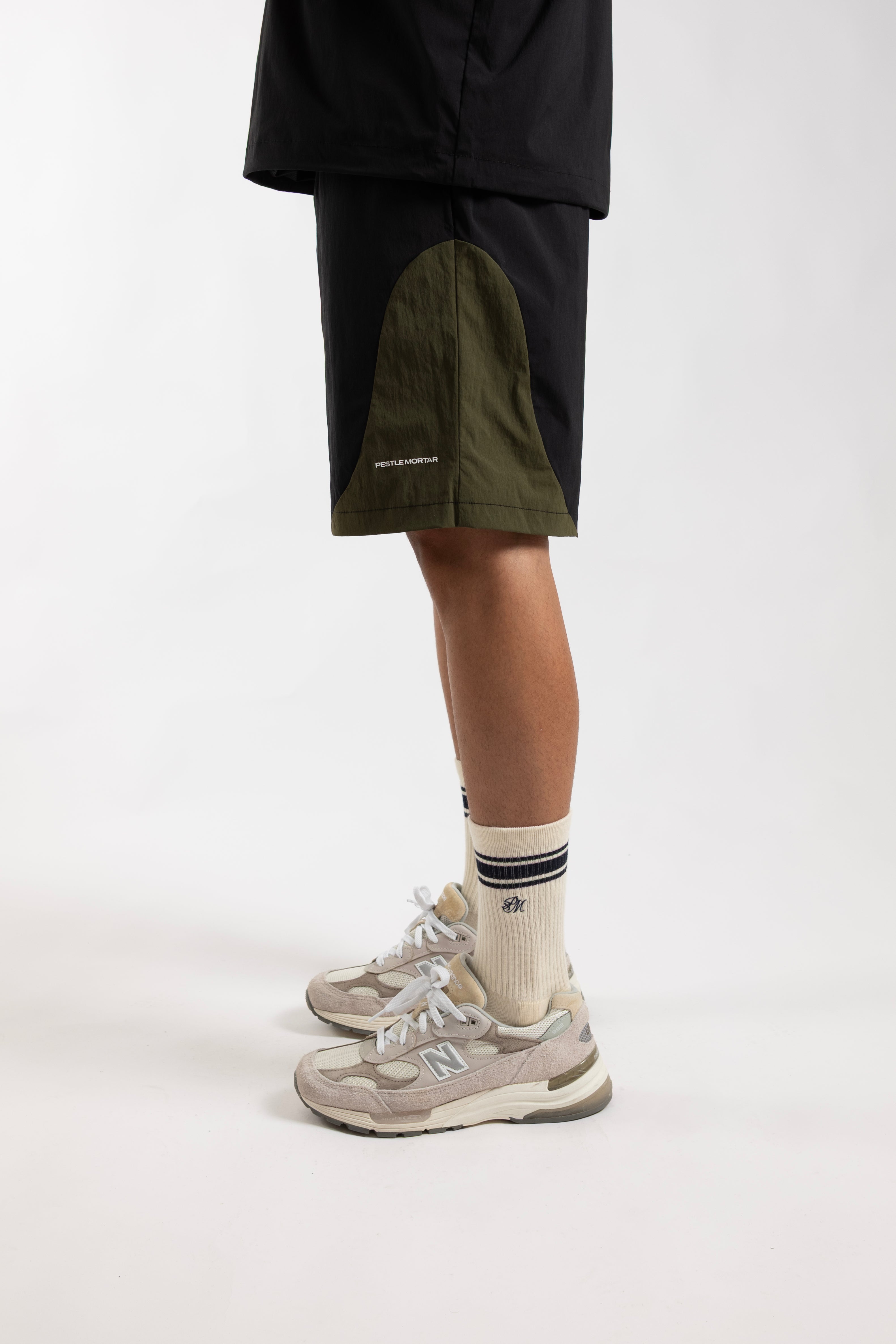 Paneled Nylon Shorts Black