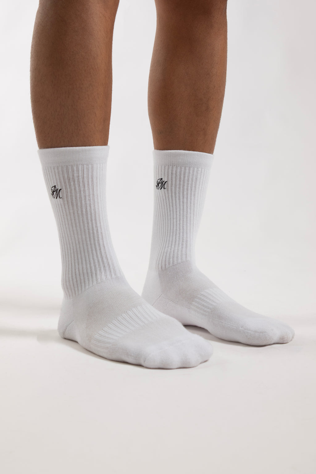 Monogram Crew Socks White