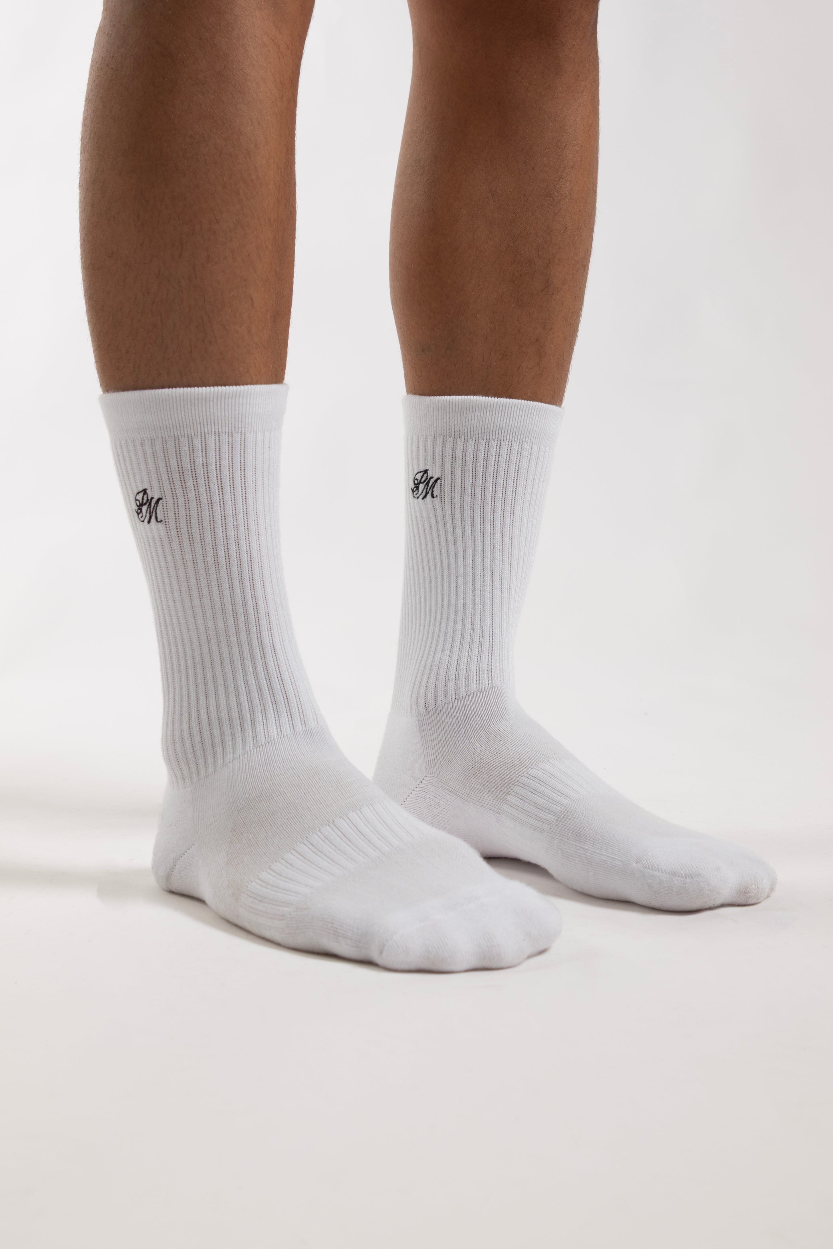 Monogram Crew Socks White