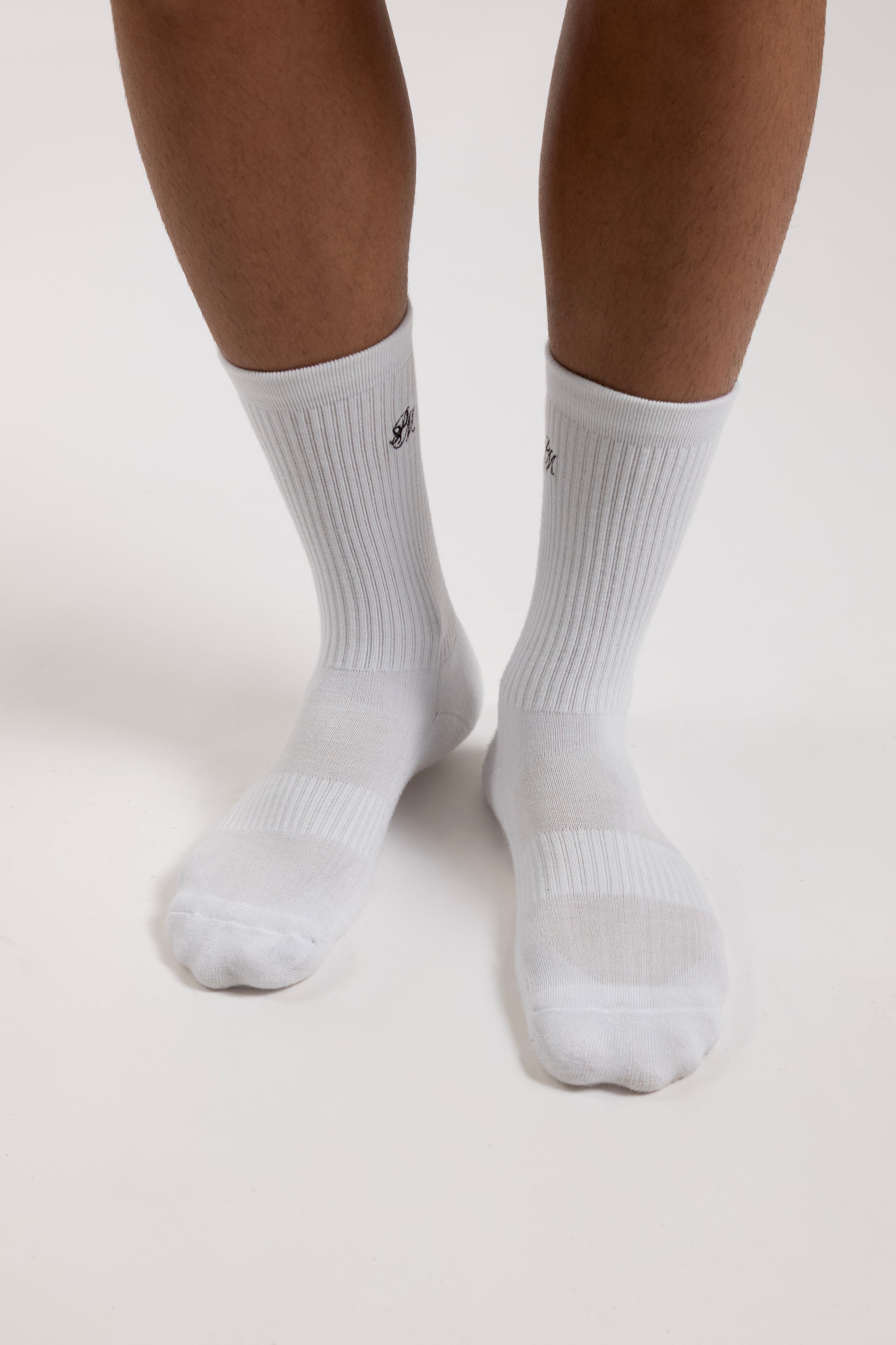 Monogram Crew Socks White