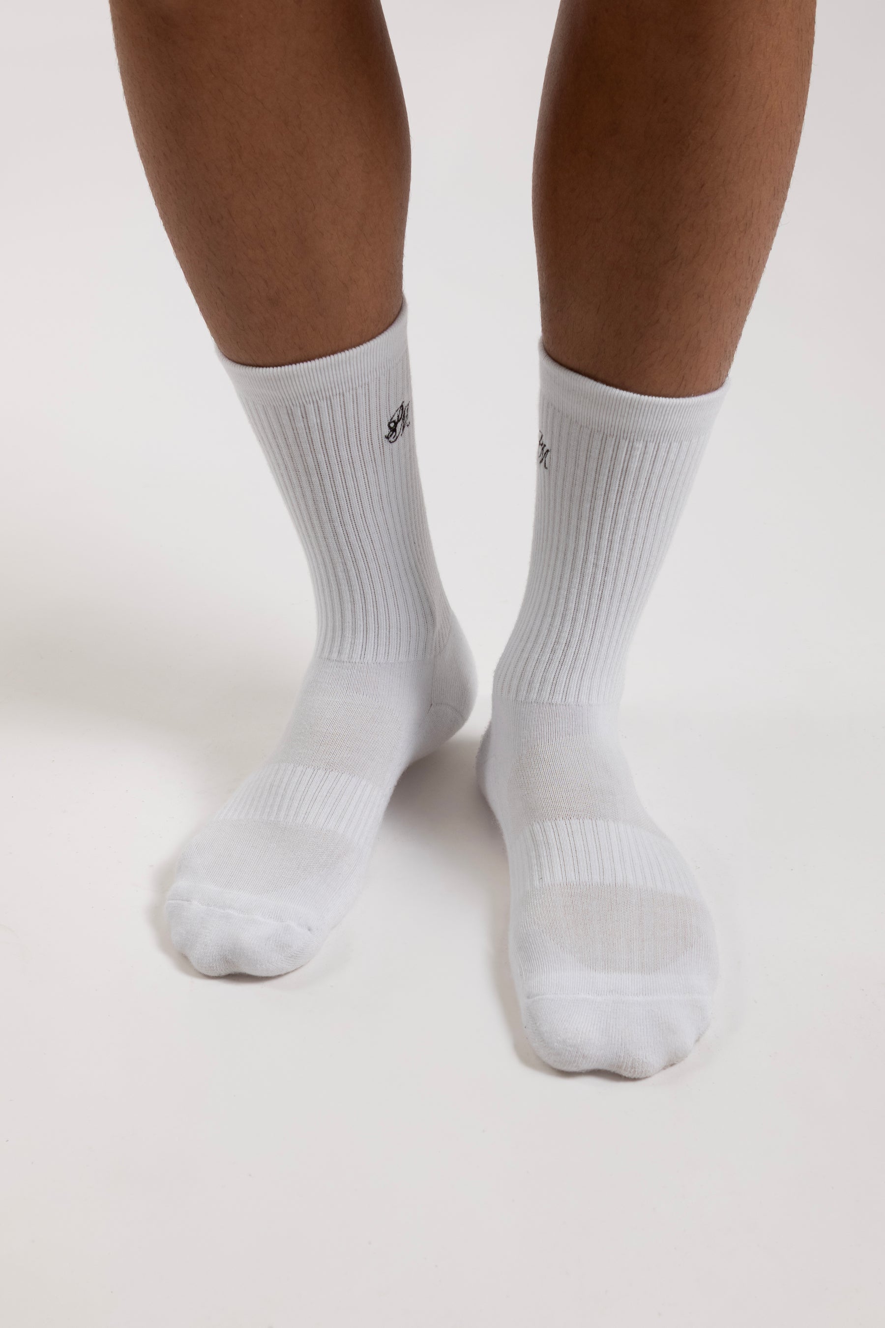 Monogram Crew Socks White