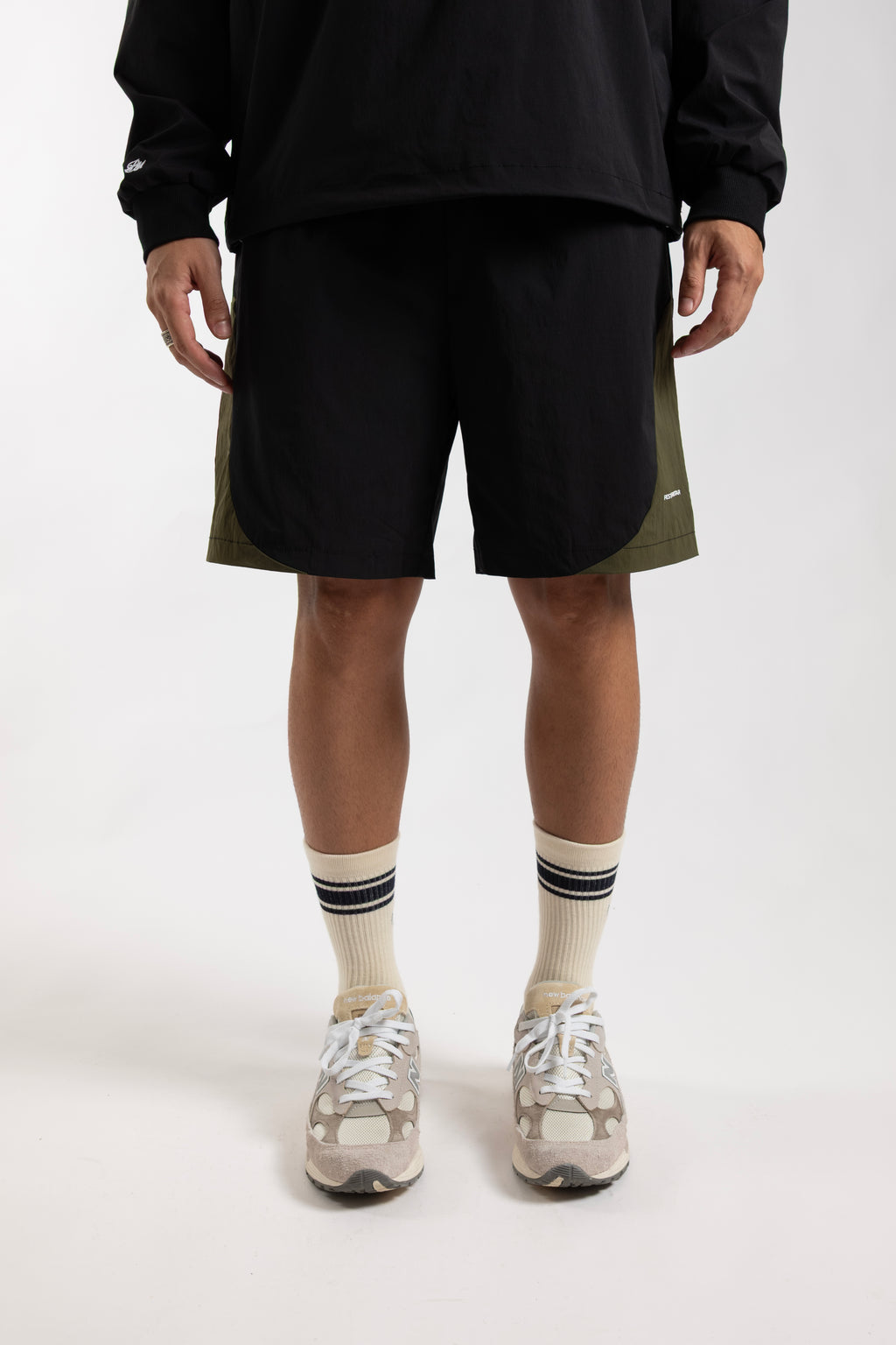 Paneled Nylon Shorts Black