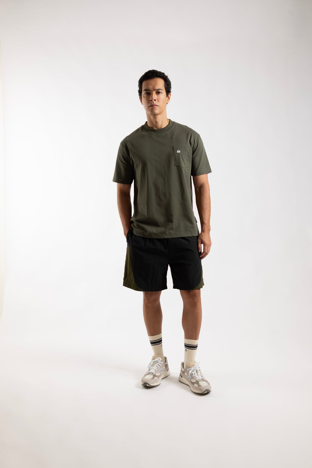 Monogram Logo Pocket Tee Olive Green
