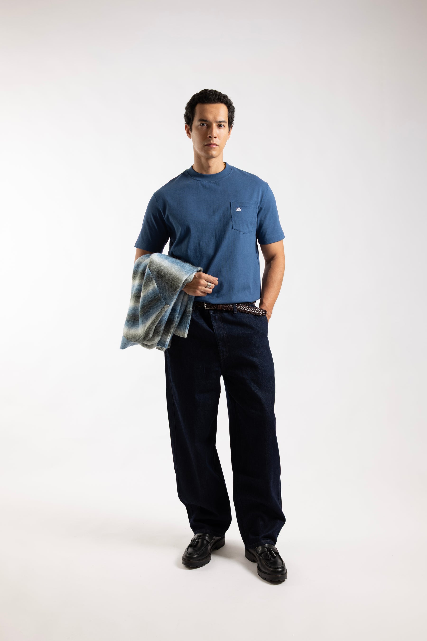 Monogram Logo Pocket Tee Blue