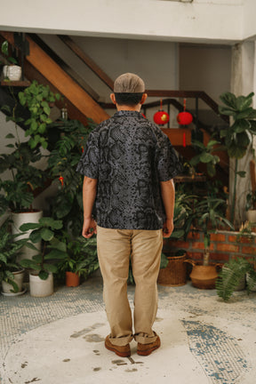 Snake Scale Bowling Shirt Black