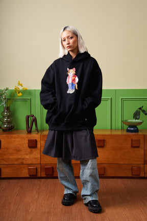 College Cat Hoodie Black