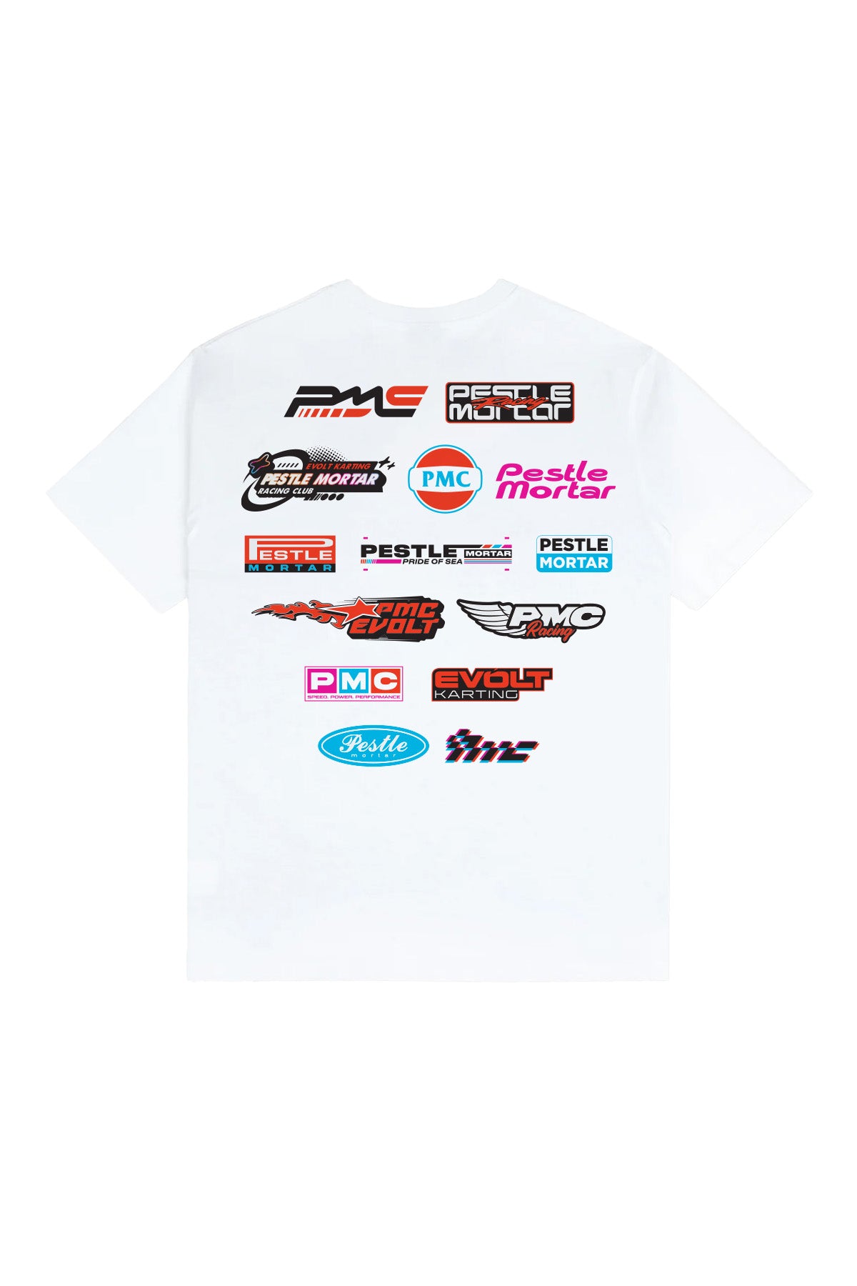 PMC X Evolt Karting Racing Logos Tee White