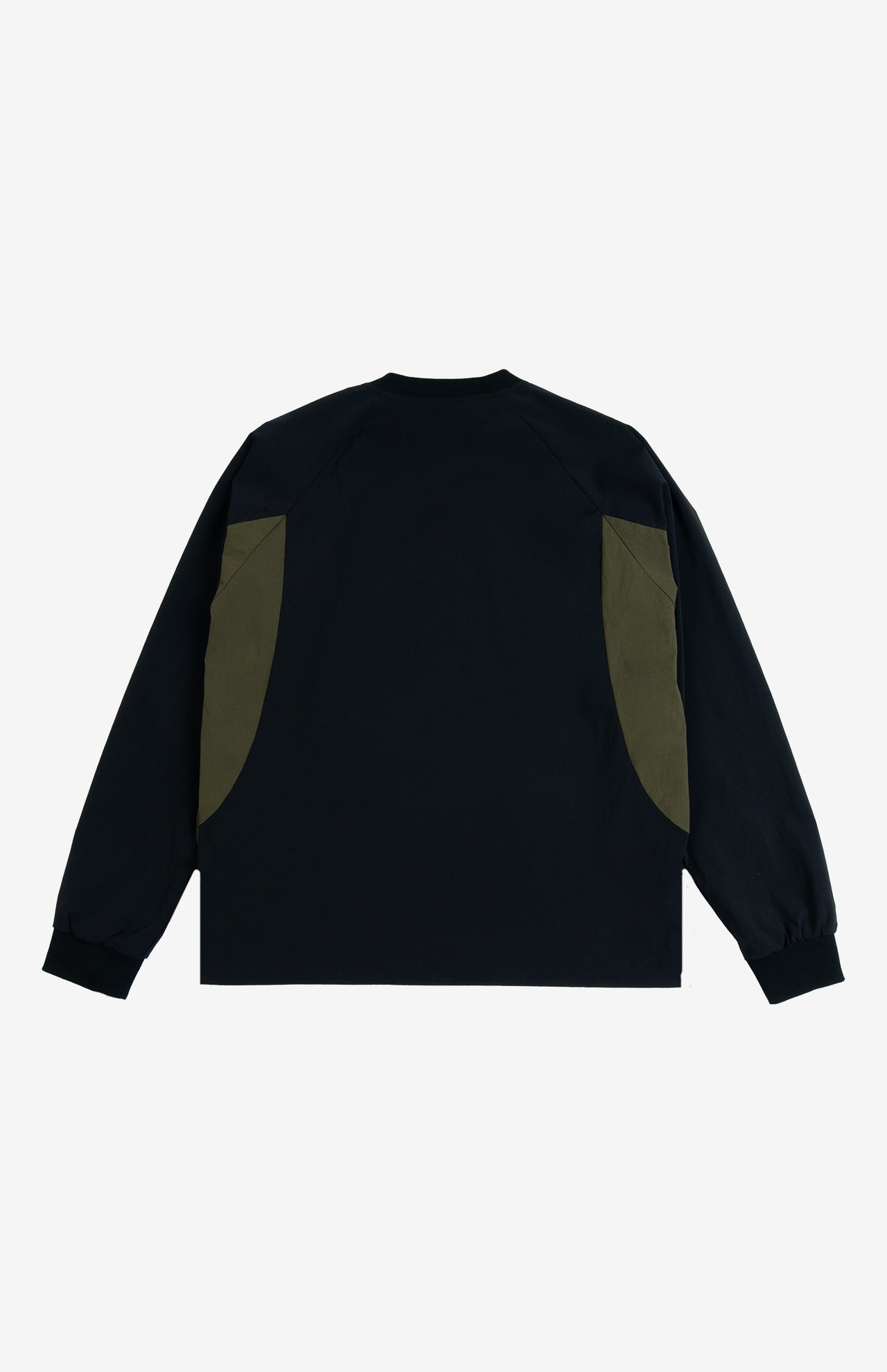 Paneled Nylon Crewneck Black