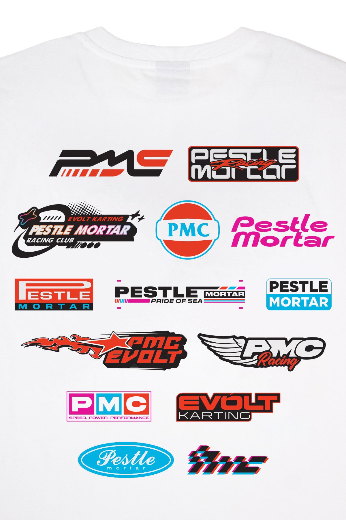 PMC X Evolt Karting Racing Logos Tee White