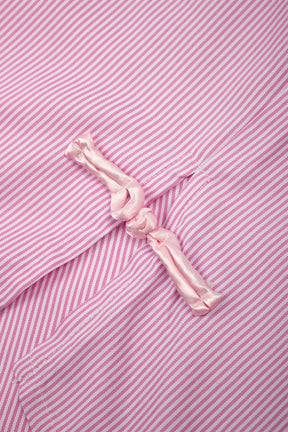 Flag Logo Oversized Striped Shirt Pink