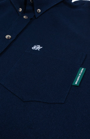 Monogram Logo Hi-Dense Oxford Shirt Navy Blue