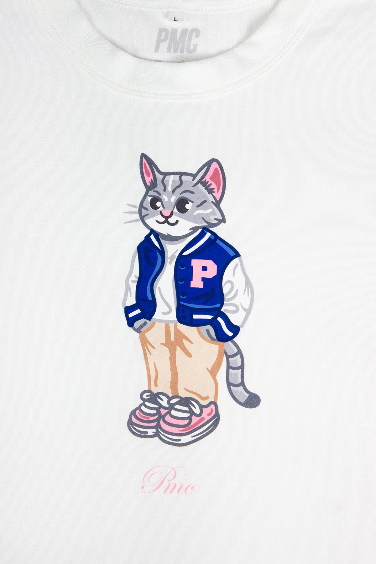 College Cat Baby Tee White