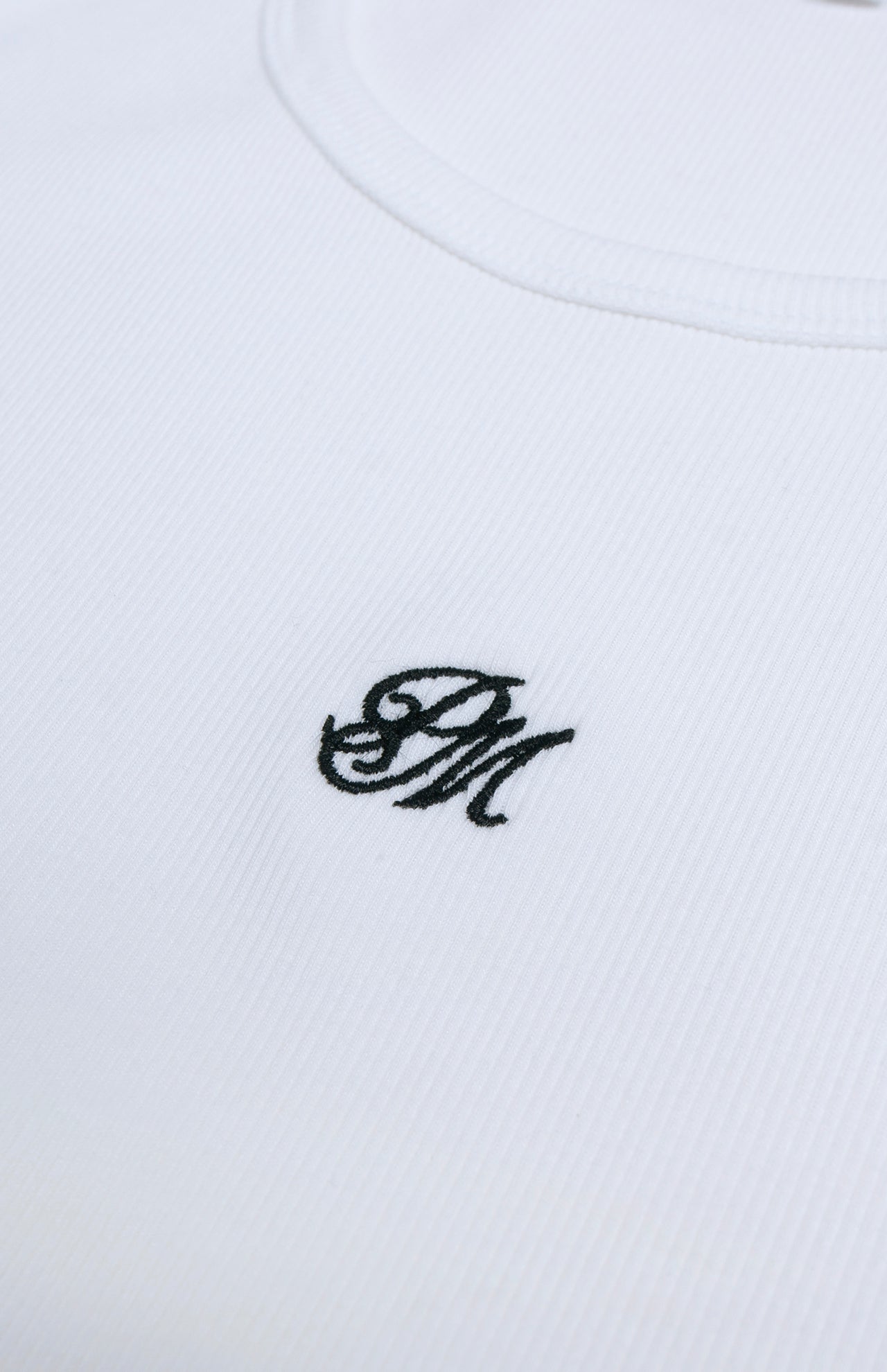 Monogram Logo Ribbed Tank White