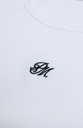 Monogram Logo Ribbed Tank White