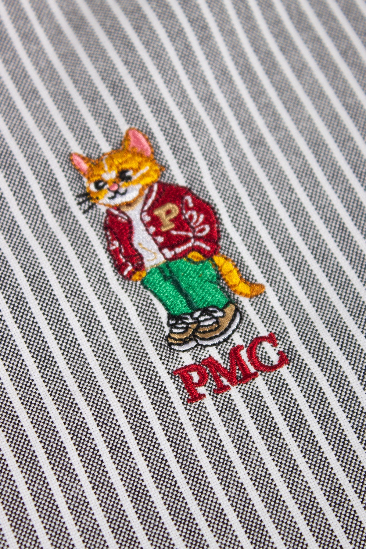 College Cat Cropped Striped Shirt