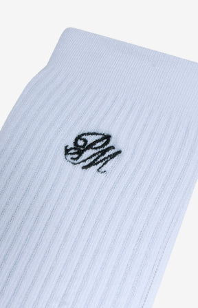 Monogram Crew Socks White