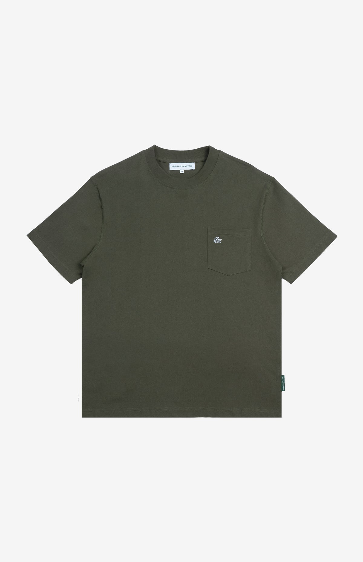 Monogram Logo Pocket Tee Olive Green
