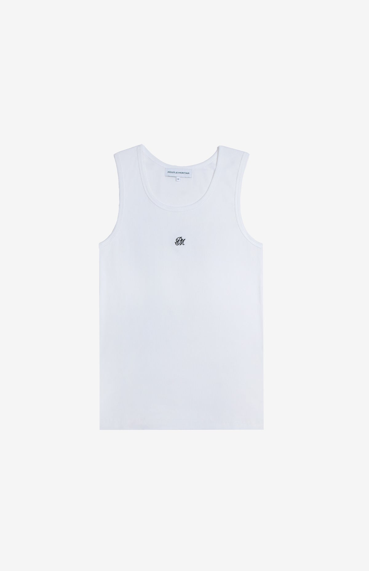 Monogram Logo Ribbed Tank White
