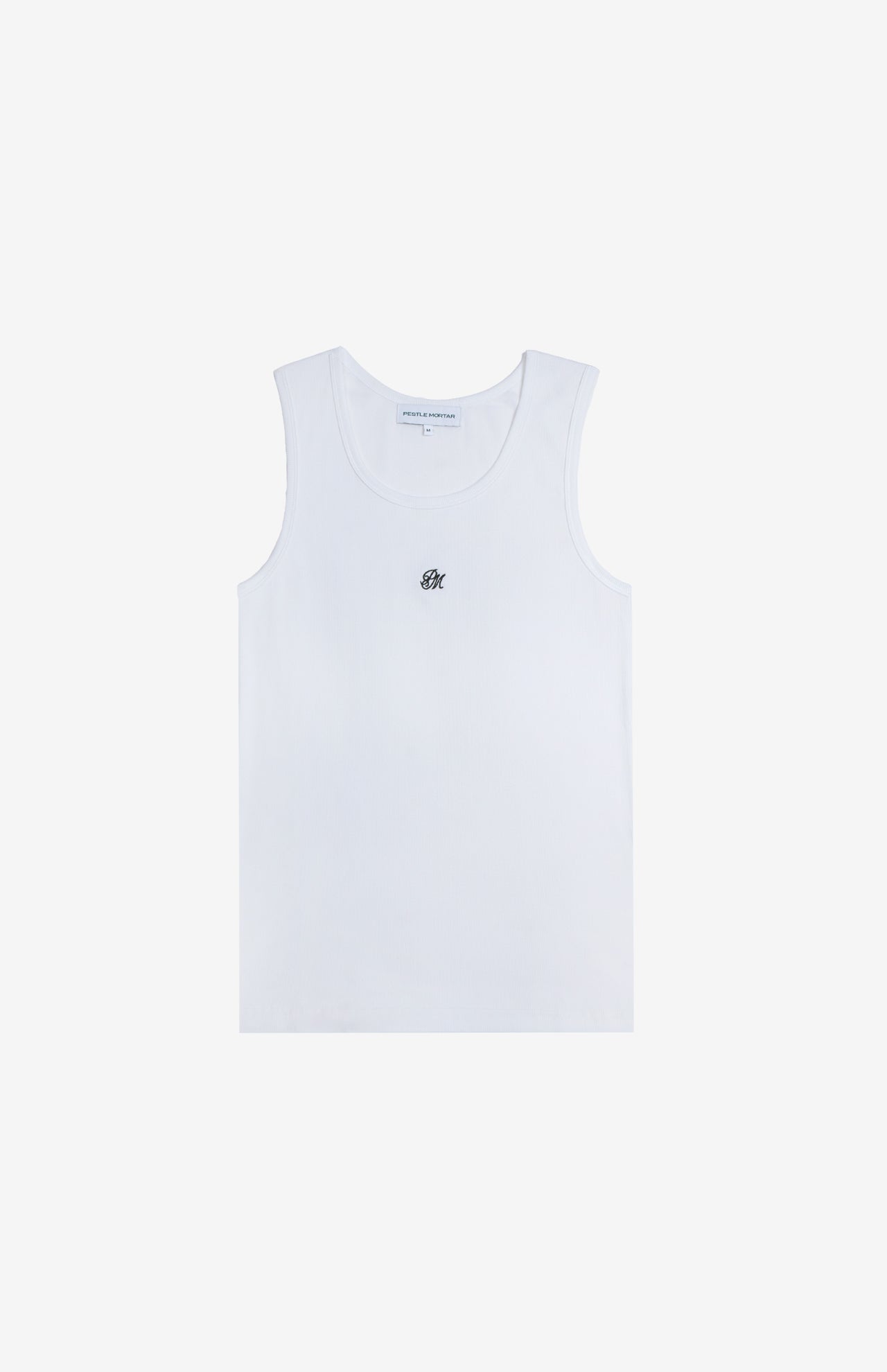 Monogram Logo Ribbed Tank White