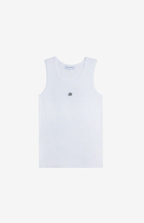 Monogram Logo Ribbed Tank White