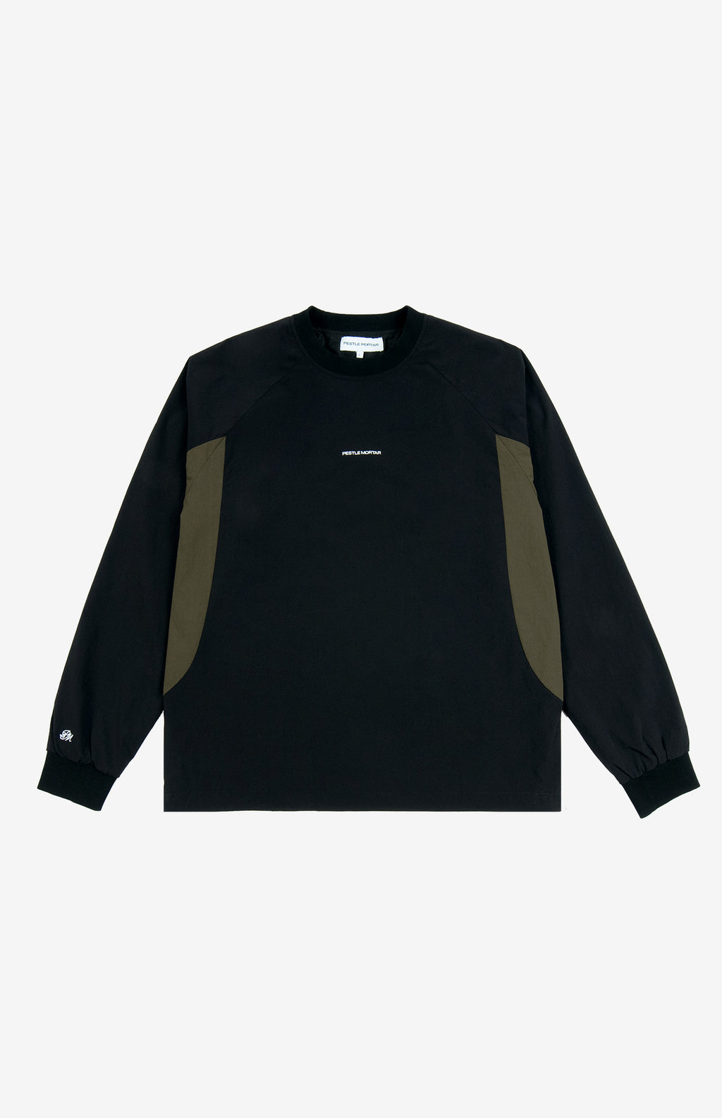 Paneled Nylon Crewneck Black