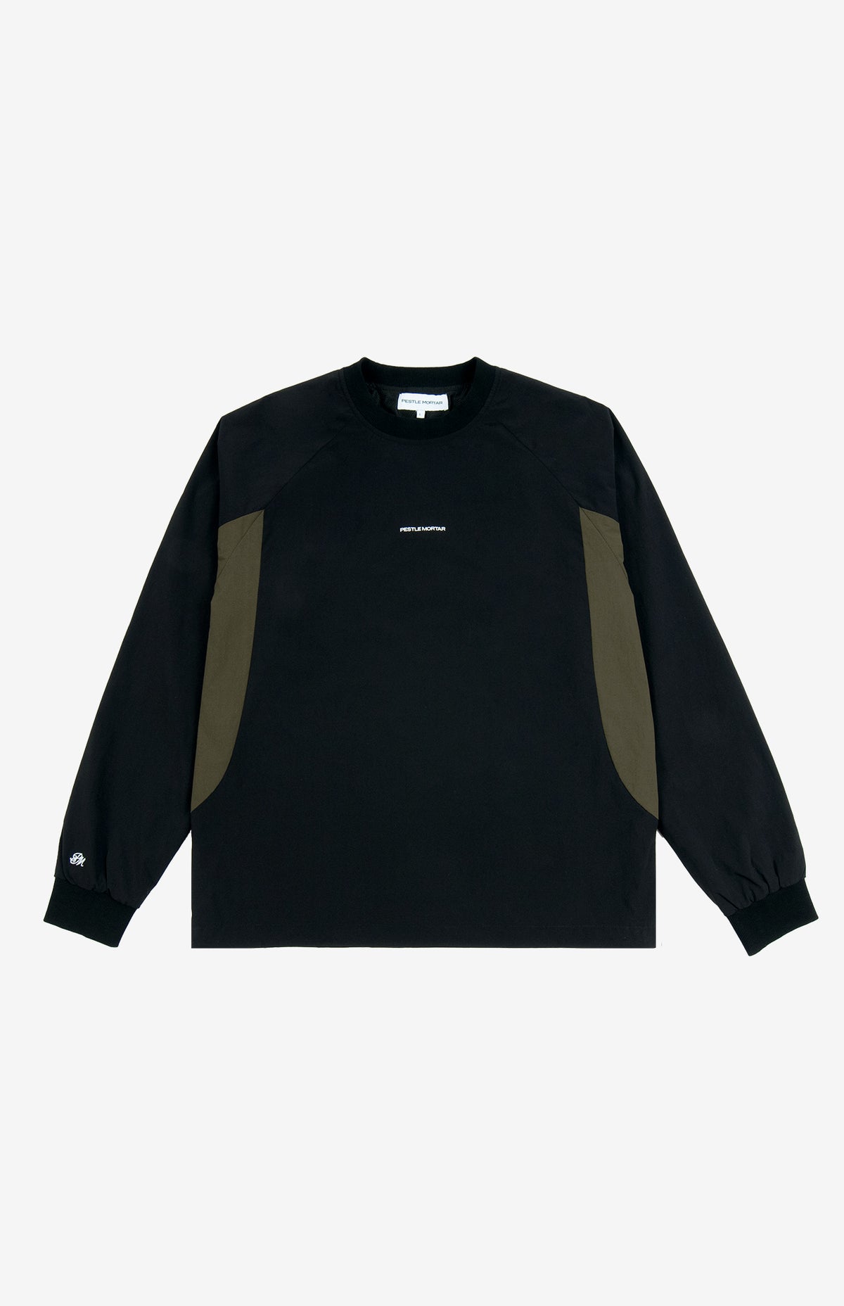 Paneled Nylon Crewneck Black