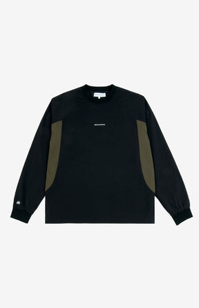 Paneled Nylon Crewneck Black