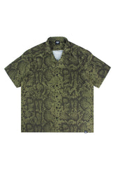 Snake Scale Bowling Shirt Olive Green