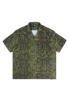 Snake Scale Bowling Shirt Olive Green