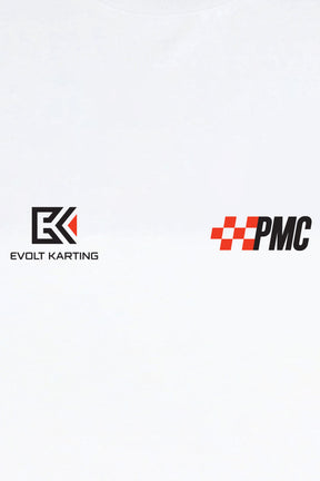 PMC X Evolt Karting Racing Logos Tee White