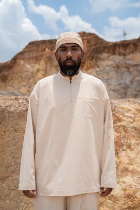 Oasis Half Zipped Shirt Sand