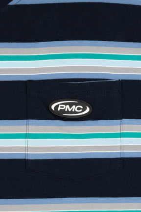 Swift Logo Striped Pocket Oversized Tee Aqua