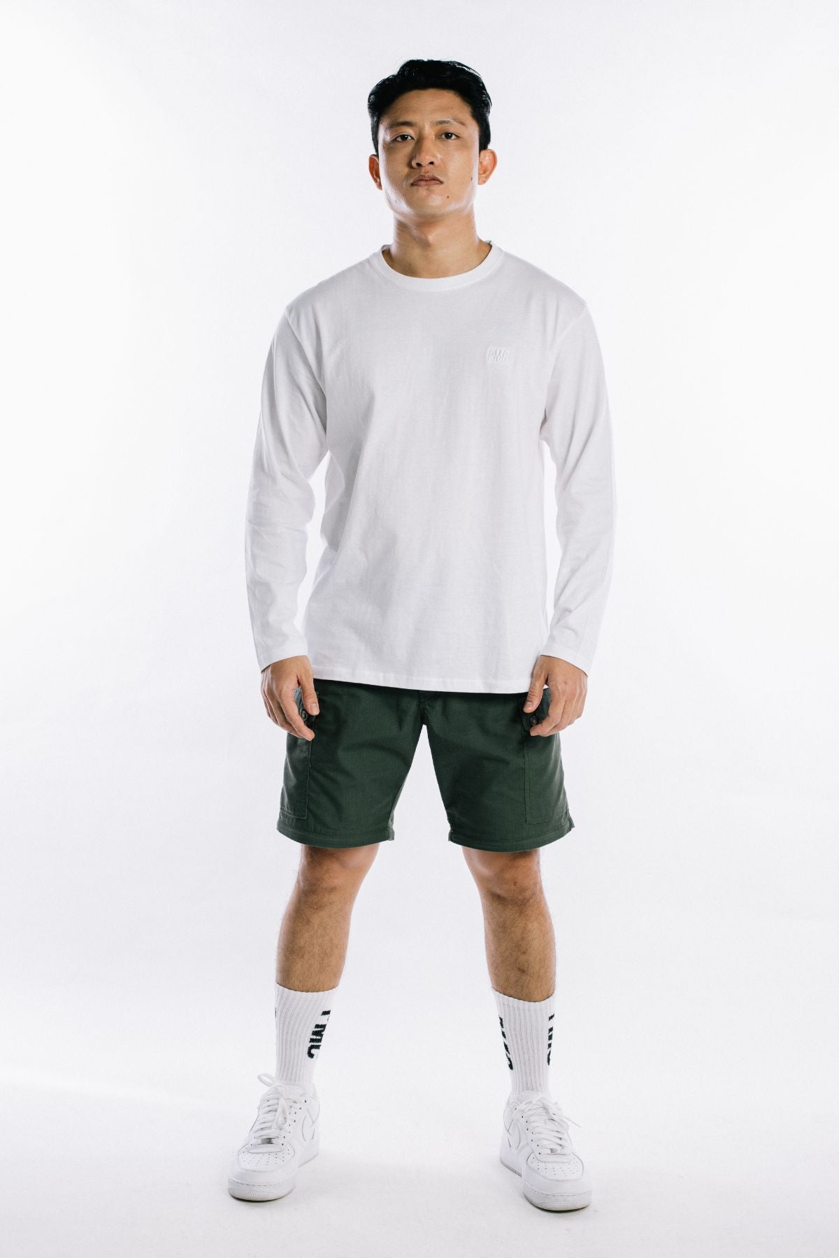 Everyday Embroidered Strike Logo L/S Tee White